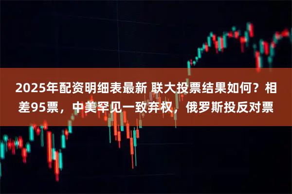 2025年配资明细表最新 联大投票结果如何？相差95票，中美罕见一致弃权，俄罗斯投反对票